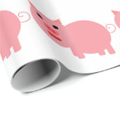 PAPIER CADEAU MOTIF ROSE GRAPHIQUE DE PORC (Coin rond)