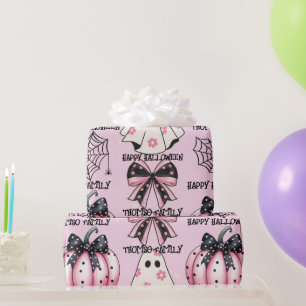 Papier Cadeau Motif rose Halloween Coquette Citrouille personnal