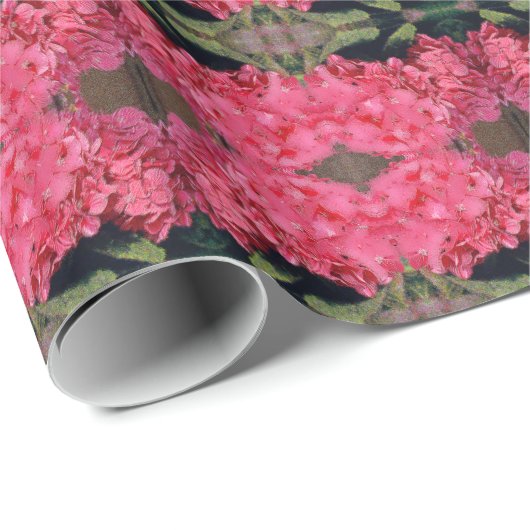 Papier Cadeau Motif rose Hydrangea (Coin rond)