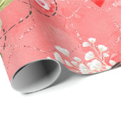 Papier Cadeau Motif Rose Lady Bug Et Champignons (Coin rond)