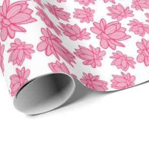 Papier Cadeau Motif rose Lotus sur Arrière - plan blanc