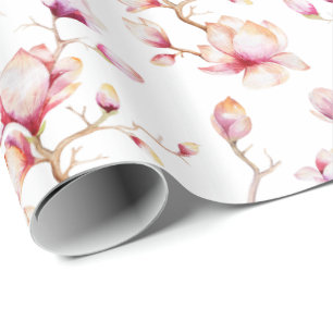 Papier Cadeau Motif rose Magnolia {choisissez votre couleur}