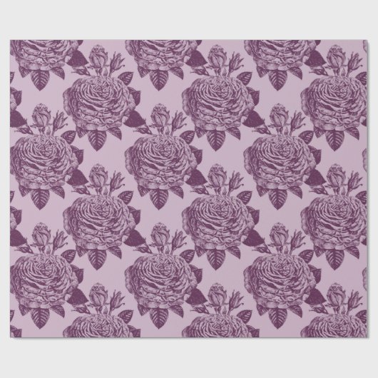 Papier Cadeau Motif Rose Mauve (Plat)