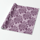 Papier Cadeau Motif Rose Mauve (Déroulé)