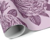 Papier Cadeau Motif Rose Mauve (Coin rond)