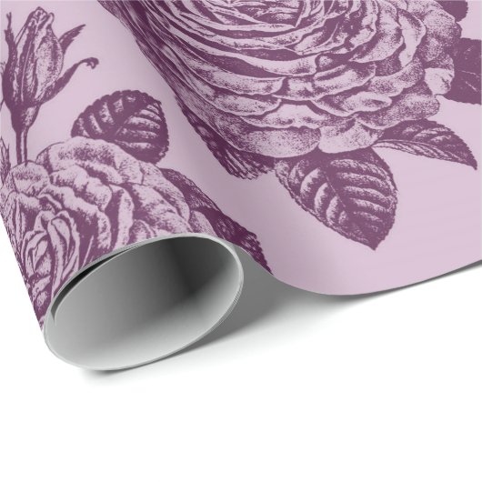 Papier Cadeau Motif Rose Mauve (Coin rond)