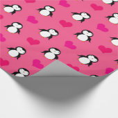 Papier Cadeau Motif rose mignon de coeurs de pingouin (Coin)