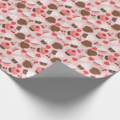 Papier Cadeau Motif rose mignon de petits gâteaux, de coeurs et (Coin)
