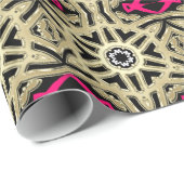 Papier Cadeau Motif rose noir gris géométrique (Coin rond)