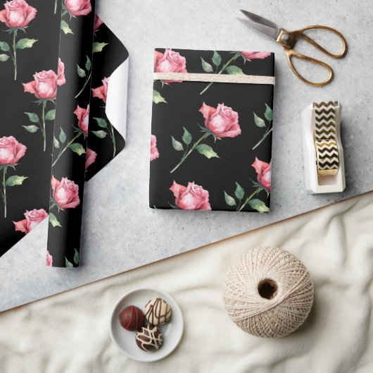 Papier Cadeau Motif Rose Rose (Artisanat)