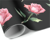 Papier Cadeau Motif Rose Rose (Coin rond)