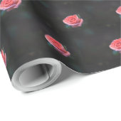 Papier Cadeau Motif rose rose simple (Coin rond)