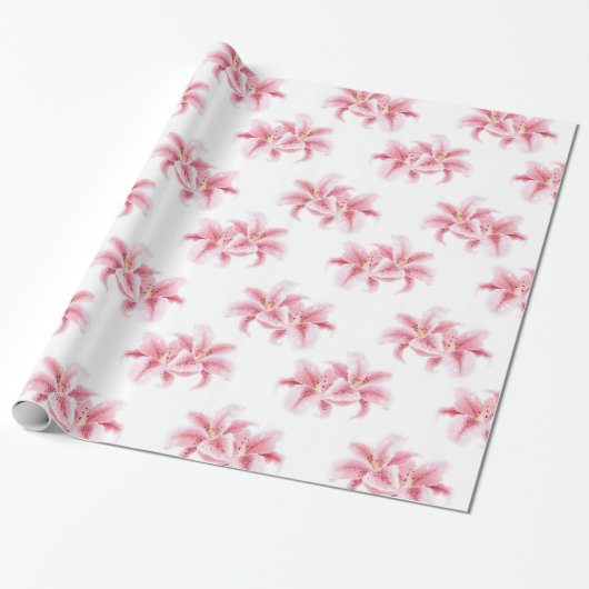 Papier Cadeau Motif rose Stargazer Lys (Déroulé)