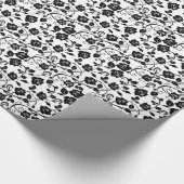 Papier Cadeau Motif Rose stylisé noir et blanc (Coin)