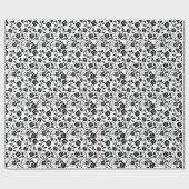Papier Cadeau Motif Rose stylisé noir et blanc (Plat)