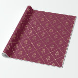 Papier Cadeau Motif rose vintage Paris Bourgogne et violet<br><div class="desc">Papier d'emballage motif roses rouges et dorées vintage Paris Bourgogne</div>