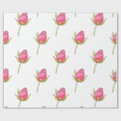 Papier Cadeau Motif Rosebud Aquarelle rose (Plat)