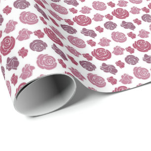 Papier Cadeau Motif Roses Roses et Violettes