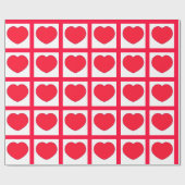 Papier Cadeau Motif rouge chaud de coeurs (Plat)