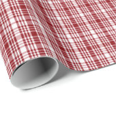 Papier Cadeau Motif rouge chic de rayures de plaid (Coin rond)