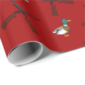Papier Cadeau motif rouge de chasse de canard (Coin rond)