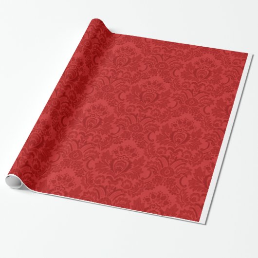 Papier Cadeau Motif rouge de damassé (Déroulé)