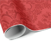 Papier Cadeau Motif rouge de damassé (Coin rond)