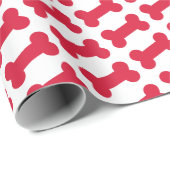 Papier Cadeau Motif rouge de festin d'os de chien de chiot (Coin rond)