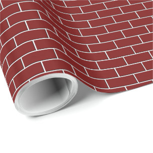 Papier Cadeau Motif ROUGE de MUR DE BRIQUES