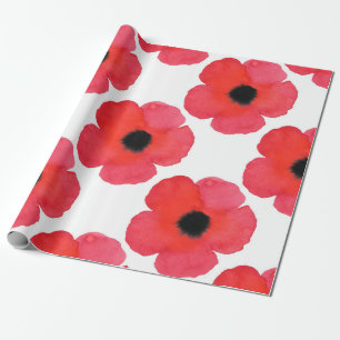 Papier Cadeau Motif rouge de pavot