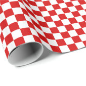 Papier Cadeau Motif rouge et blanc Checker (Coin rond)