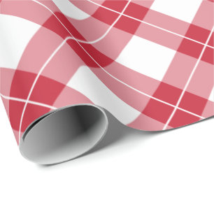 Papier Cadeau Motif rouge et blanc diagonal de plaid