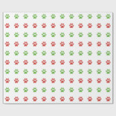 Papier Cadeau Motif rouge et vert de Noël d'animal familier (Plat)