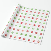 Papier Cadeau Motif rouge et vert de Noël d'animal familier (Déroulé)