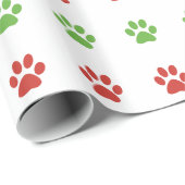 Papier Cadeau Motif rouge et vert de Noël d'animal familier (Coin rond)