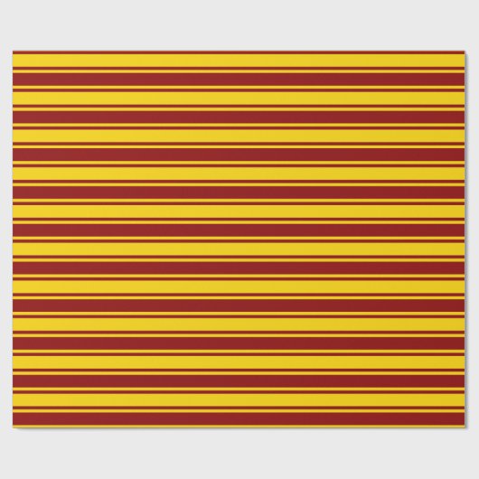 Papier Cadeau Motif rouge foncé et jaune rayures/lignes (Plat)