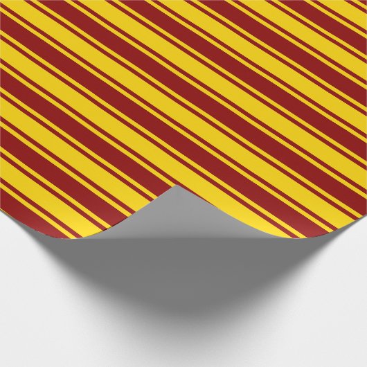 Papier Cadeau Motif rouge foncé et jaune rayures/lignes (Coin)
