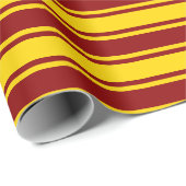 Papier Cadeau Motif rouge foncé et jaune rayures/lignes (Coin rond)