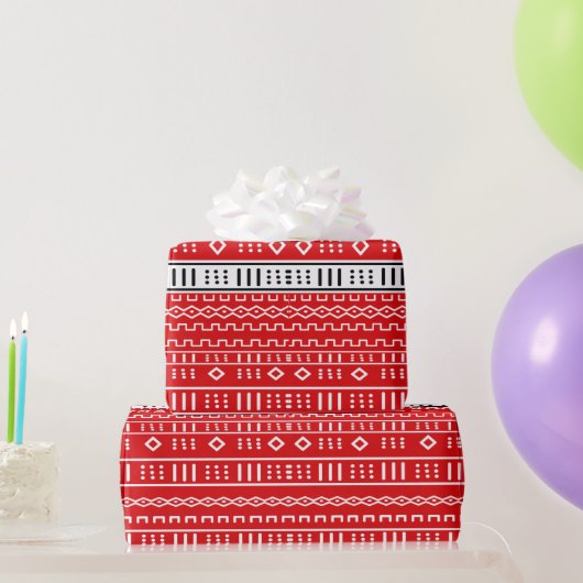 Papier Cadeau Motif rouge moderne en tissu boueux (Cadeaux de fête)