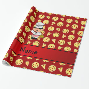 Papier Cadeau Motif rouge personnalisé de pizza de chef italien