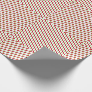 Papier Cadeau Motif rouge vert blanc miroir rétro Noël