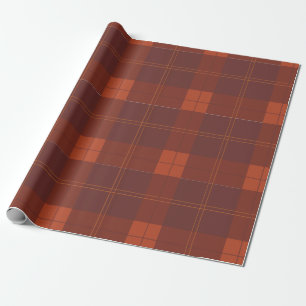 Papier Cadeau Motif rouille rouge et orange plaid
