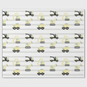 Papier Cadeau Motif routier et véhicule de construction (Plat)