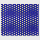 Papier Cadeau Motif Royal Blue and Gold Hearts (Plat)