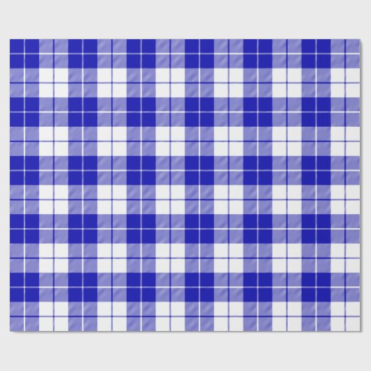 Papier Cadeau Motif Royal Blue and White Plaid|Grand| (Plat)
