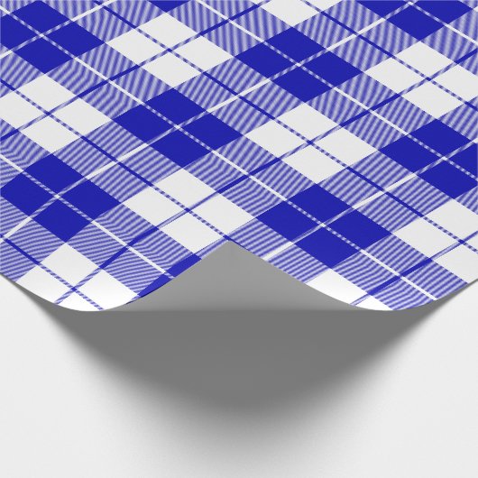 Papier Cadeau Motif Royal Blue and White Plaid|Grand| (Coin)