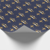 Papier Cadeau Motif Royal Crown et Fleur de Lis sur Blue (Coin)
