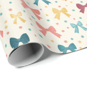 Papier Cadeau Motif ruban coquette à pois (Coin rond)