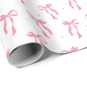 Papier Cadeau Motif Ruban Rose Blanc (Coin rond)