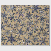 Papier Cadeau Motif rustique bleu et Brown de flocon de neige (Plat)